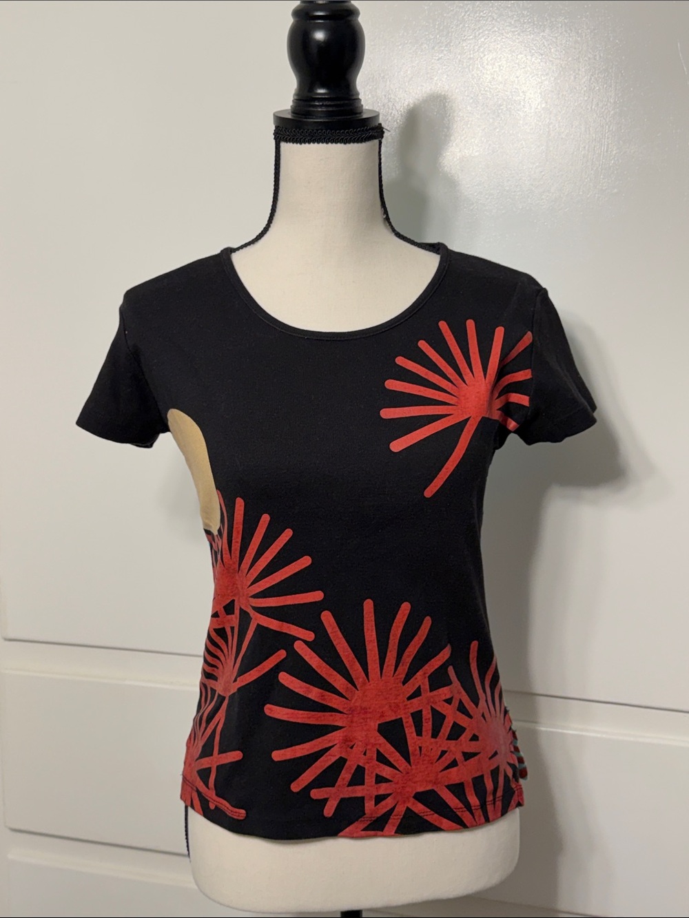 Vintage Custo Barcelona Light Black and Blue Crewneck with Red Accent Y2K / 90s